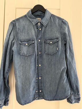 TNA Blue Denim Button-Front Shirt